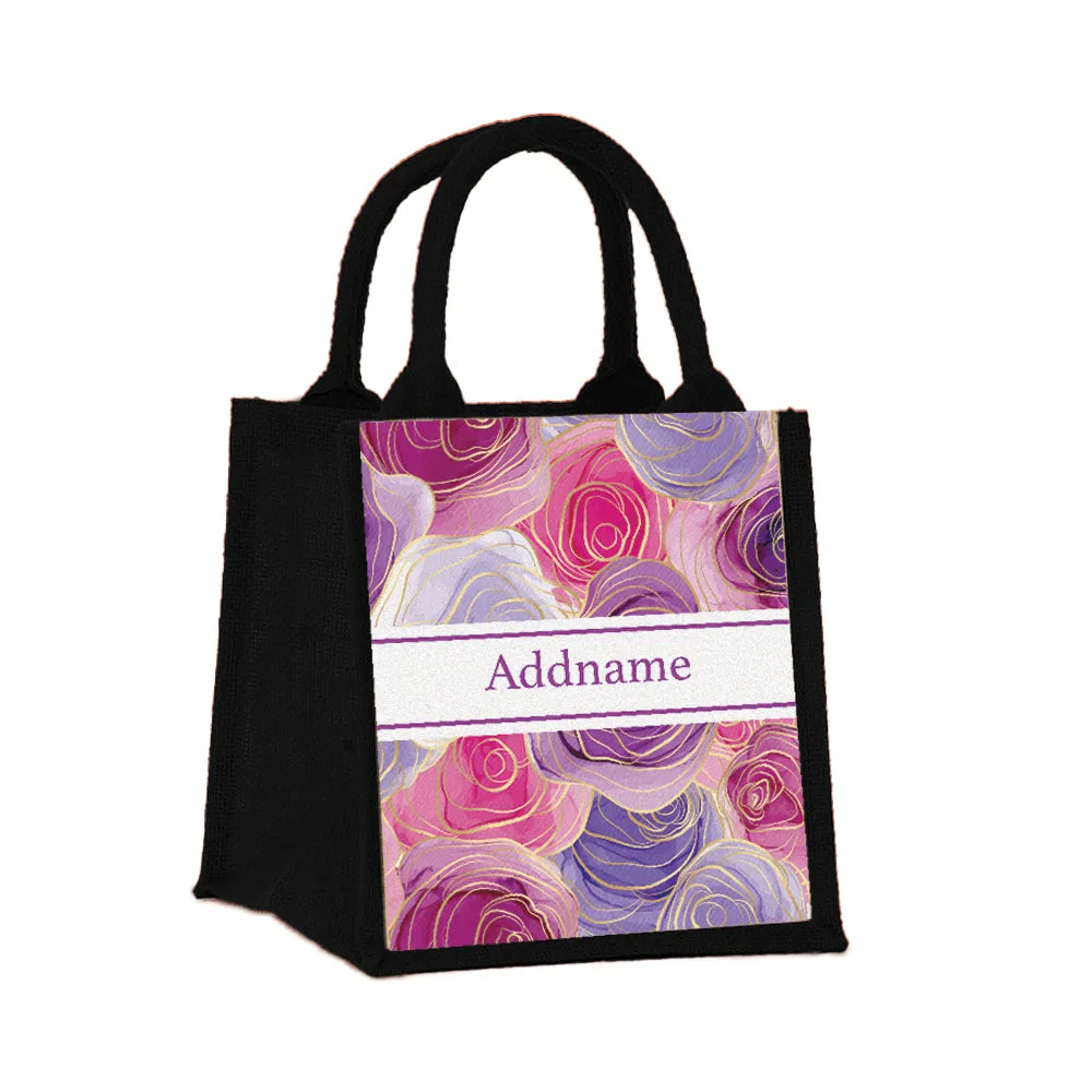 Abstract Rose Jute Tote Bag