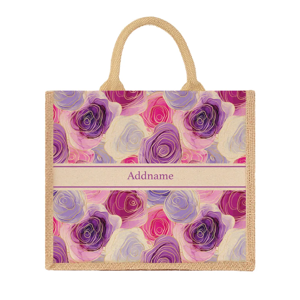 Abstract Rose Jute Tote Bag