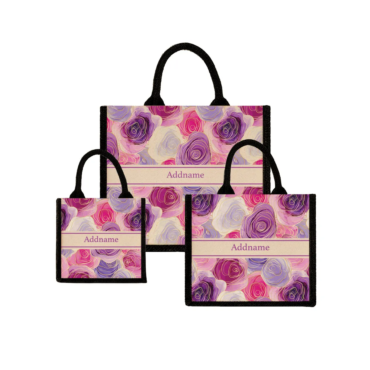 Abstract Rose Jute Tote Bag