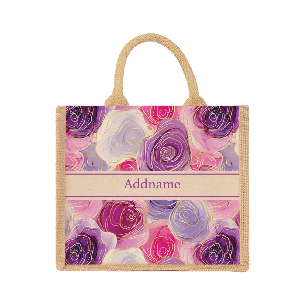 Abstract Rose Jute Tote Bag