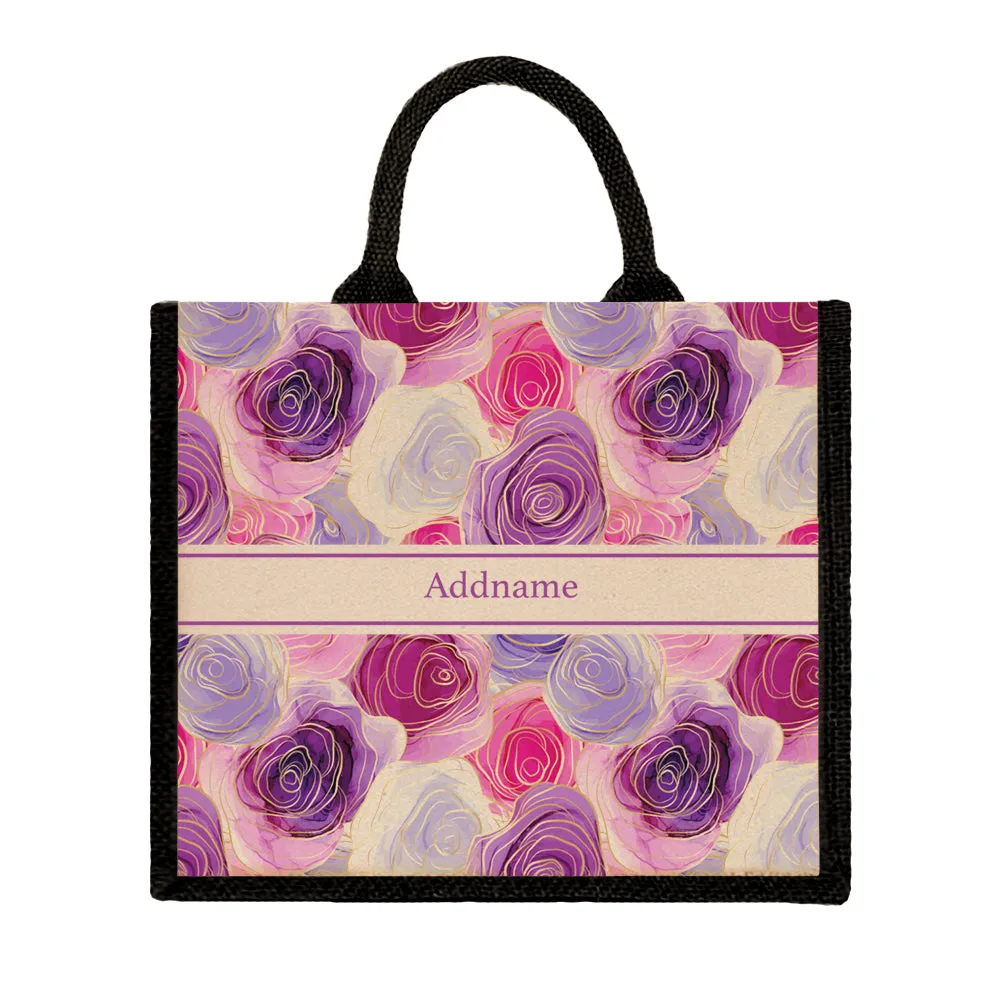 Abstract Rose Jute Tote Bag