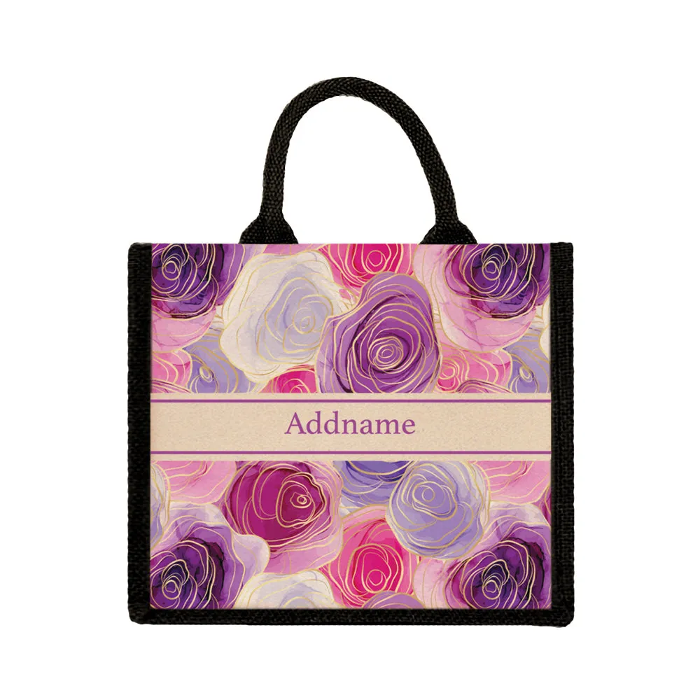 Abstract Rose Jute Tote Bag