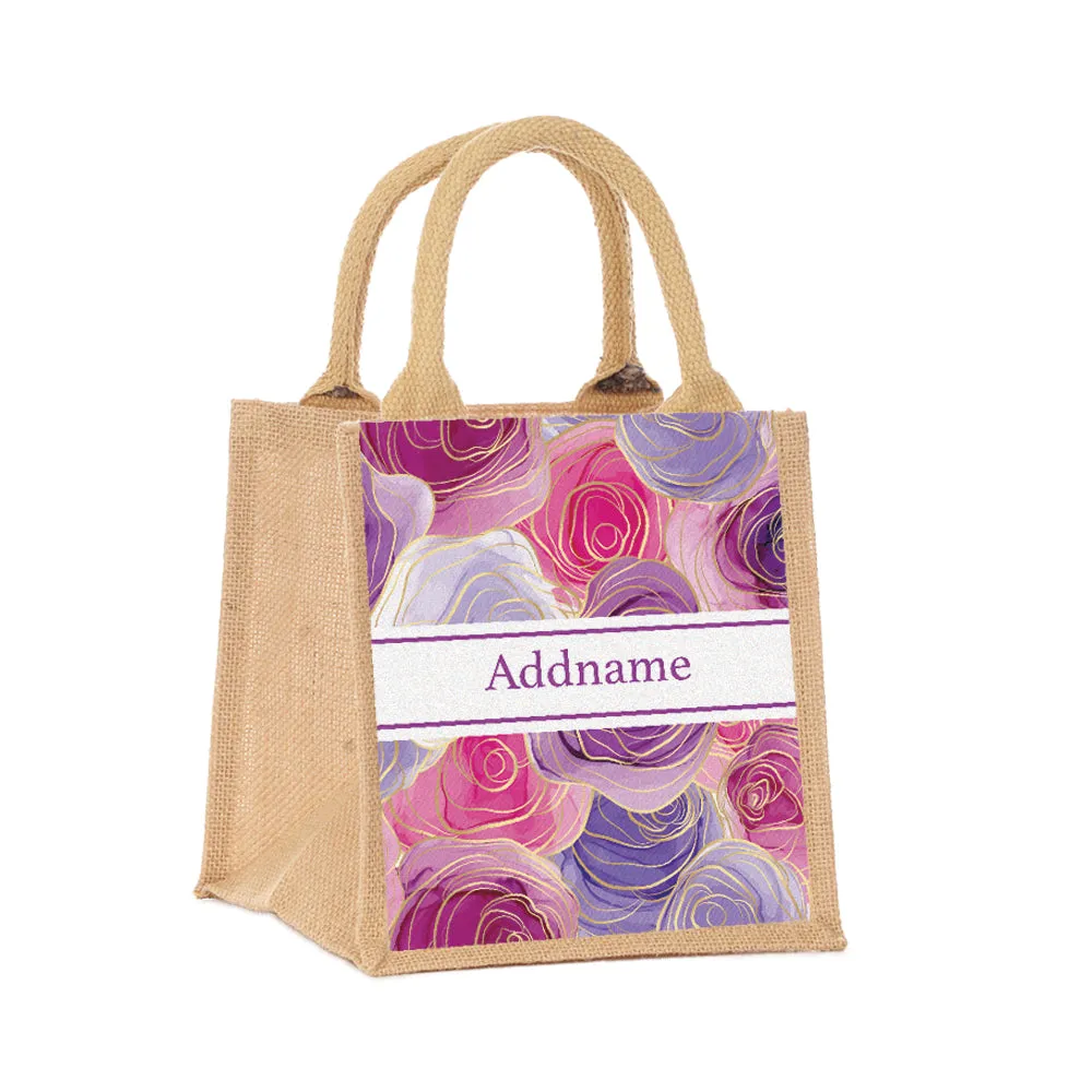 Abstract Rose Jute Tote Bag