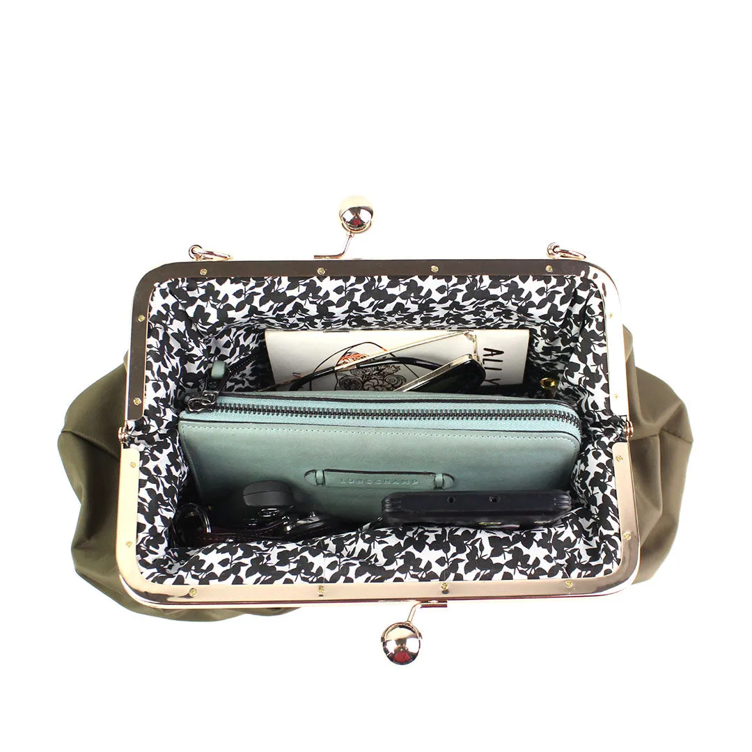 Anna Olive Green Clutch Bag