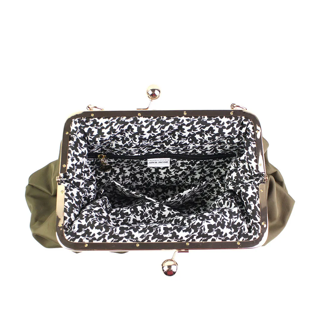 Anna Olive Green Clutch Bag