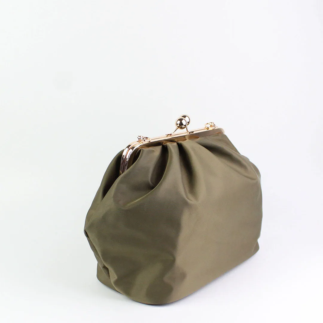 Anna Olive Green Clutch Bag