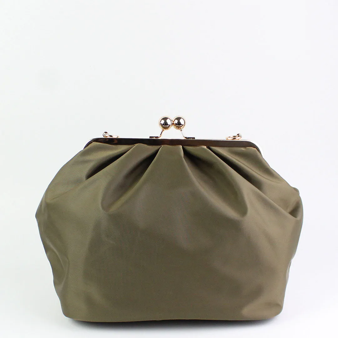 Anna Olive Green Clutch Bag