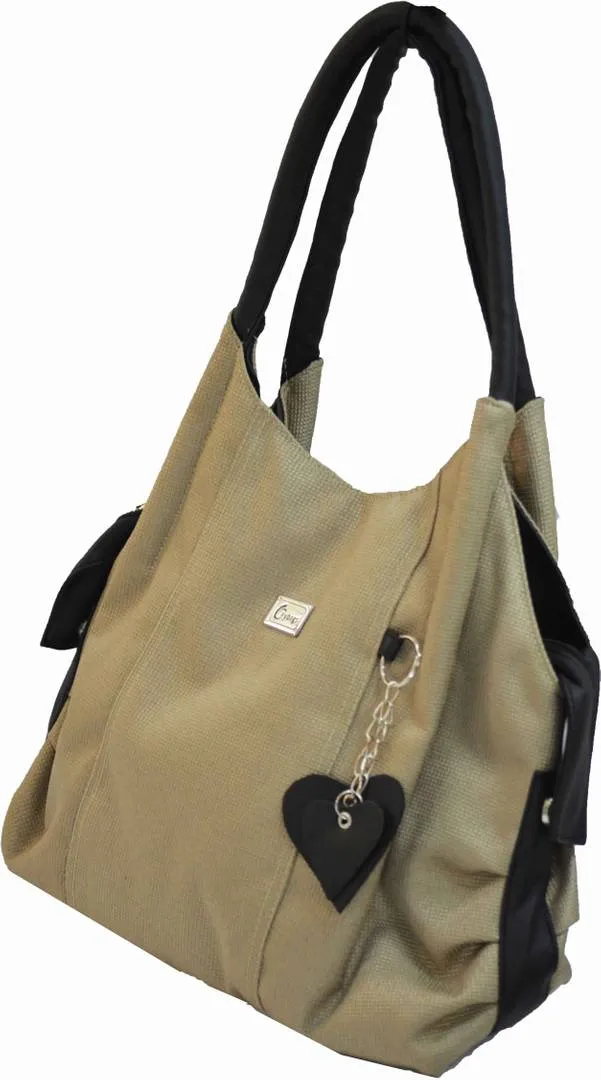 Beige Fabric Handbag