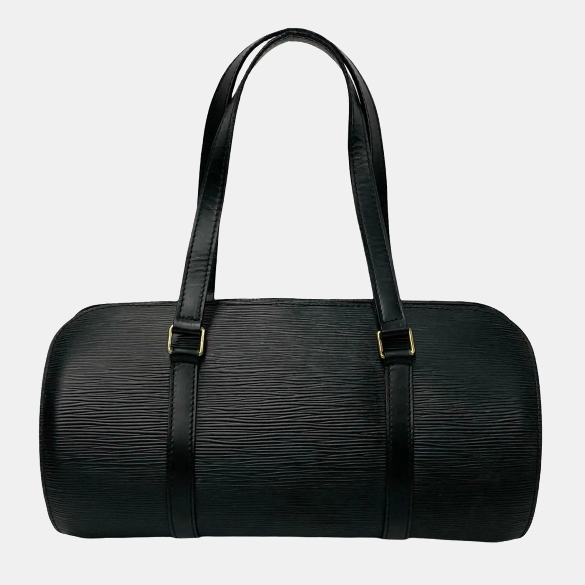 Black Epi Leather Soufflot Satchel Bag