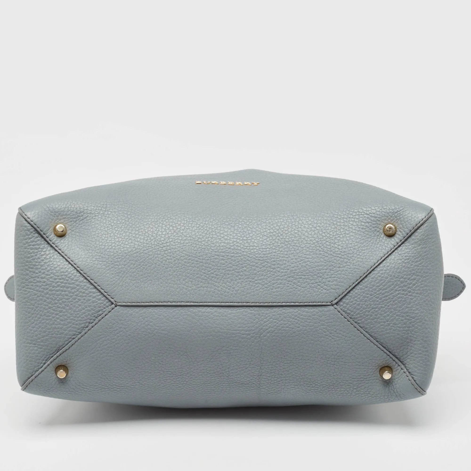 BURBERRY Light Blue Leather Greenwood Satchel