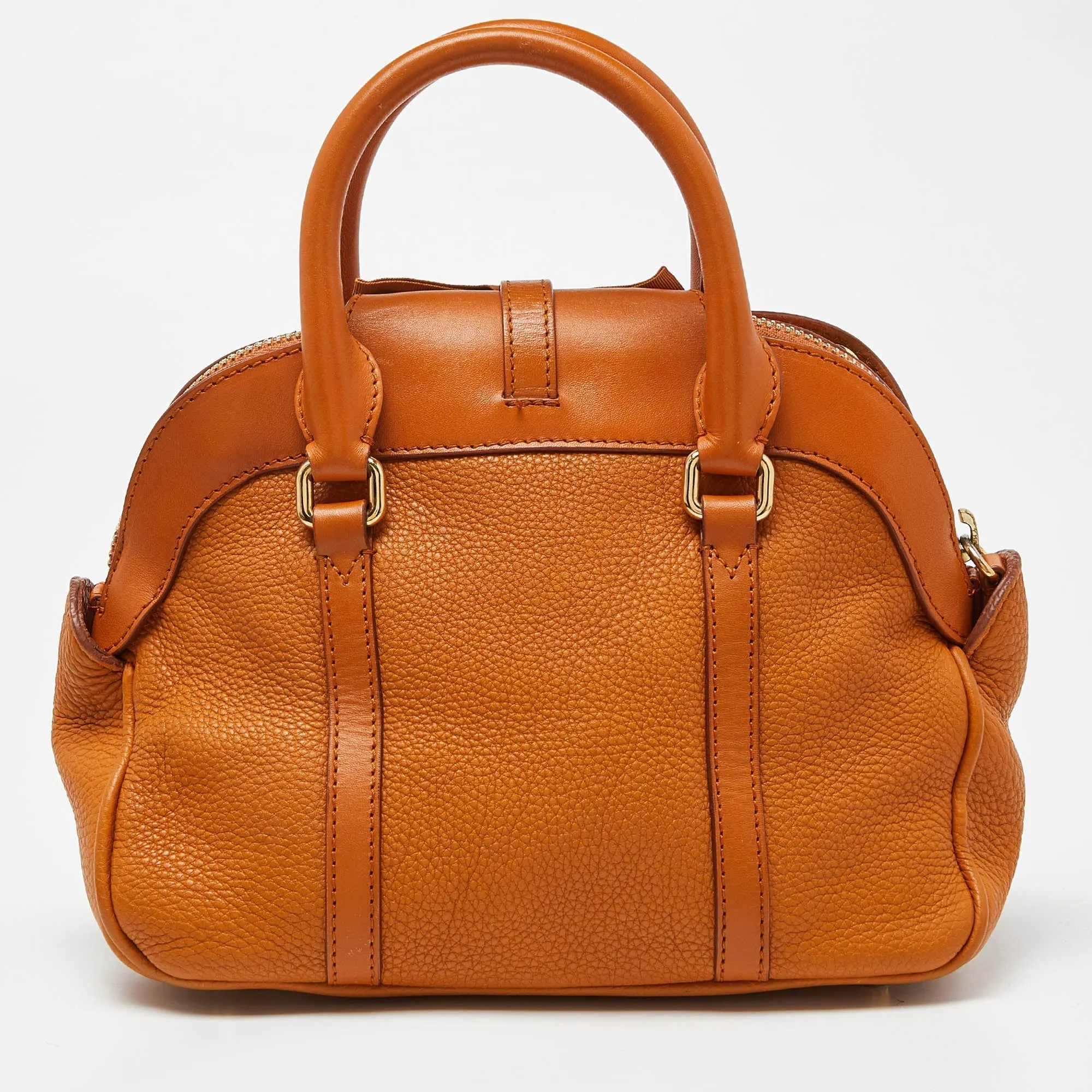 BURBERRY Orange Leather Bow Satchel