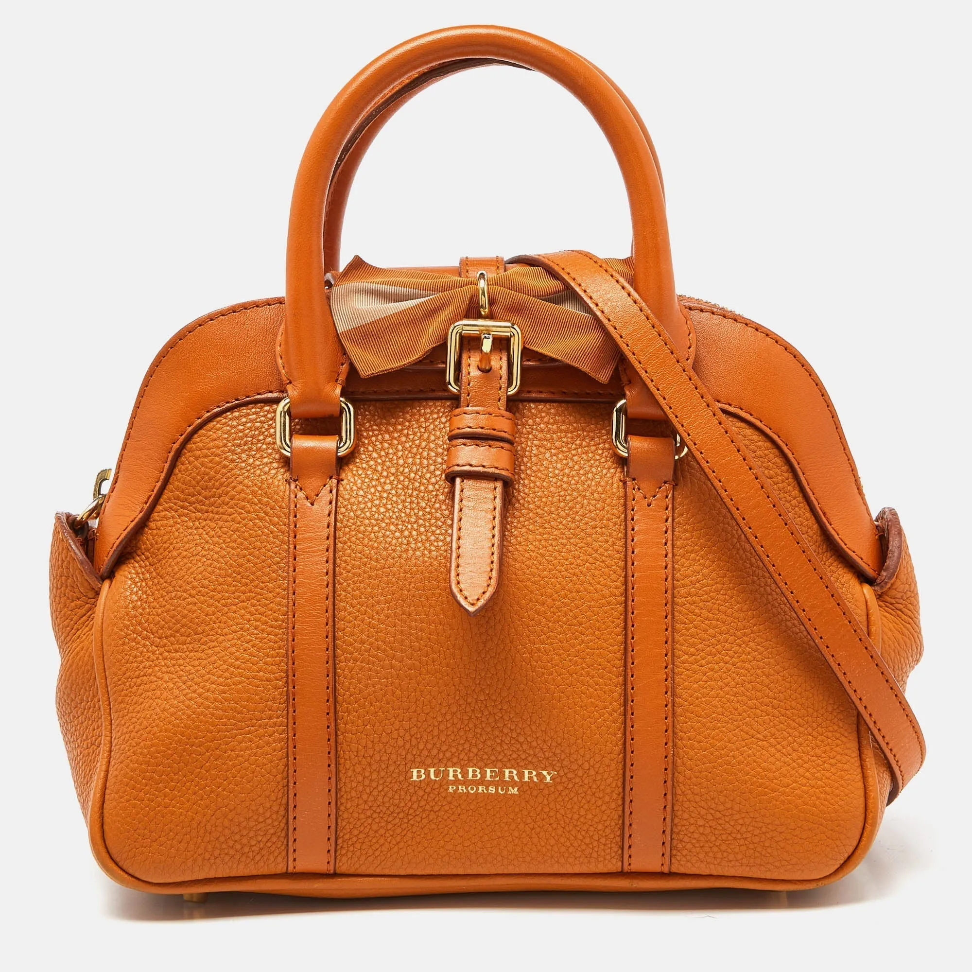 BURBERRY Orange Leather Bow Satchel