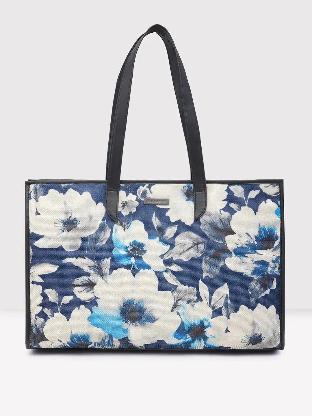 Caprese Poppy Tote Medium Printed Women'S Handbag Dark Blue