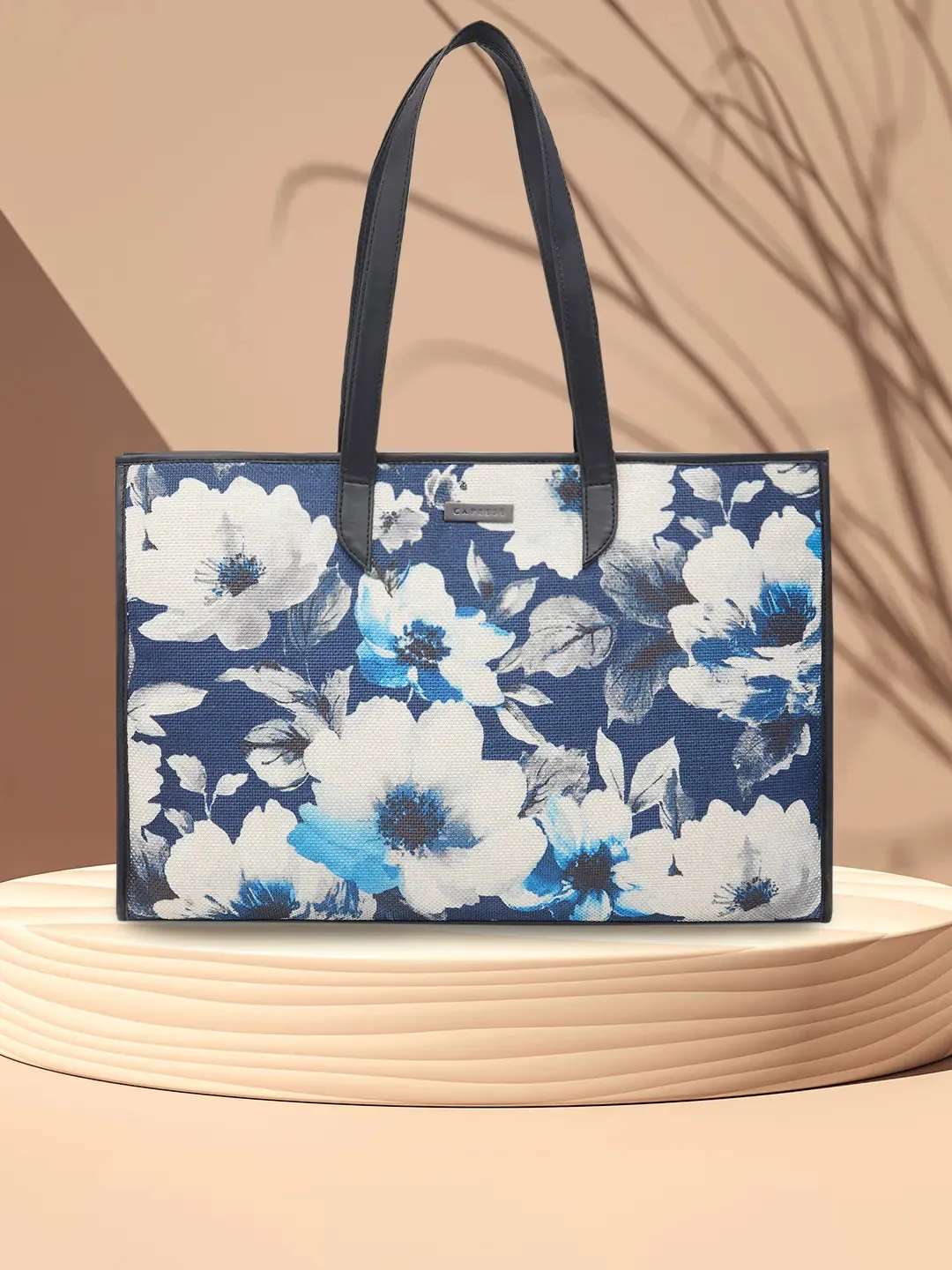 Caprese Poppy Tote Medium Printed Women'S Handbag Dark Blue