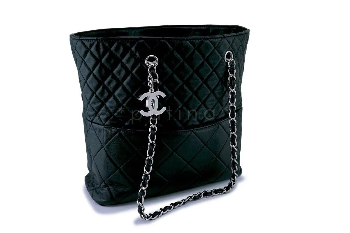 Chanel Black Calfskin In Business Quilted Tote Bag SHW