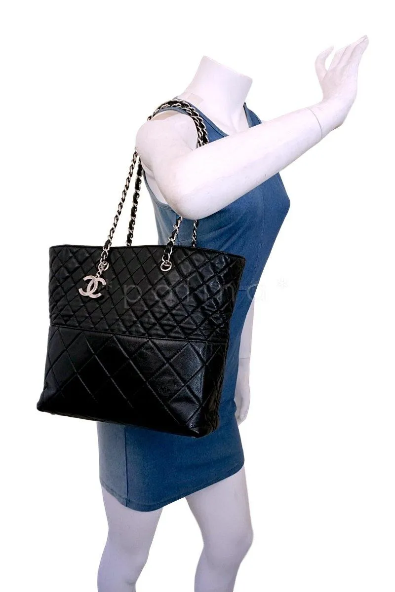 Chanel Black Calfskin In Business Quilted Tote Bag SHW