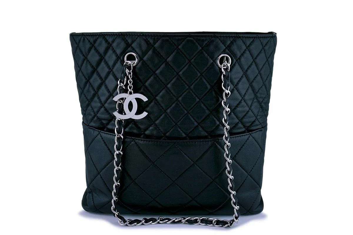 Chanel Black Calfskin In Business Quilted Tote Bag SHW