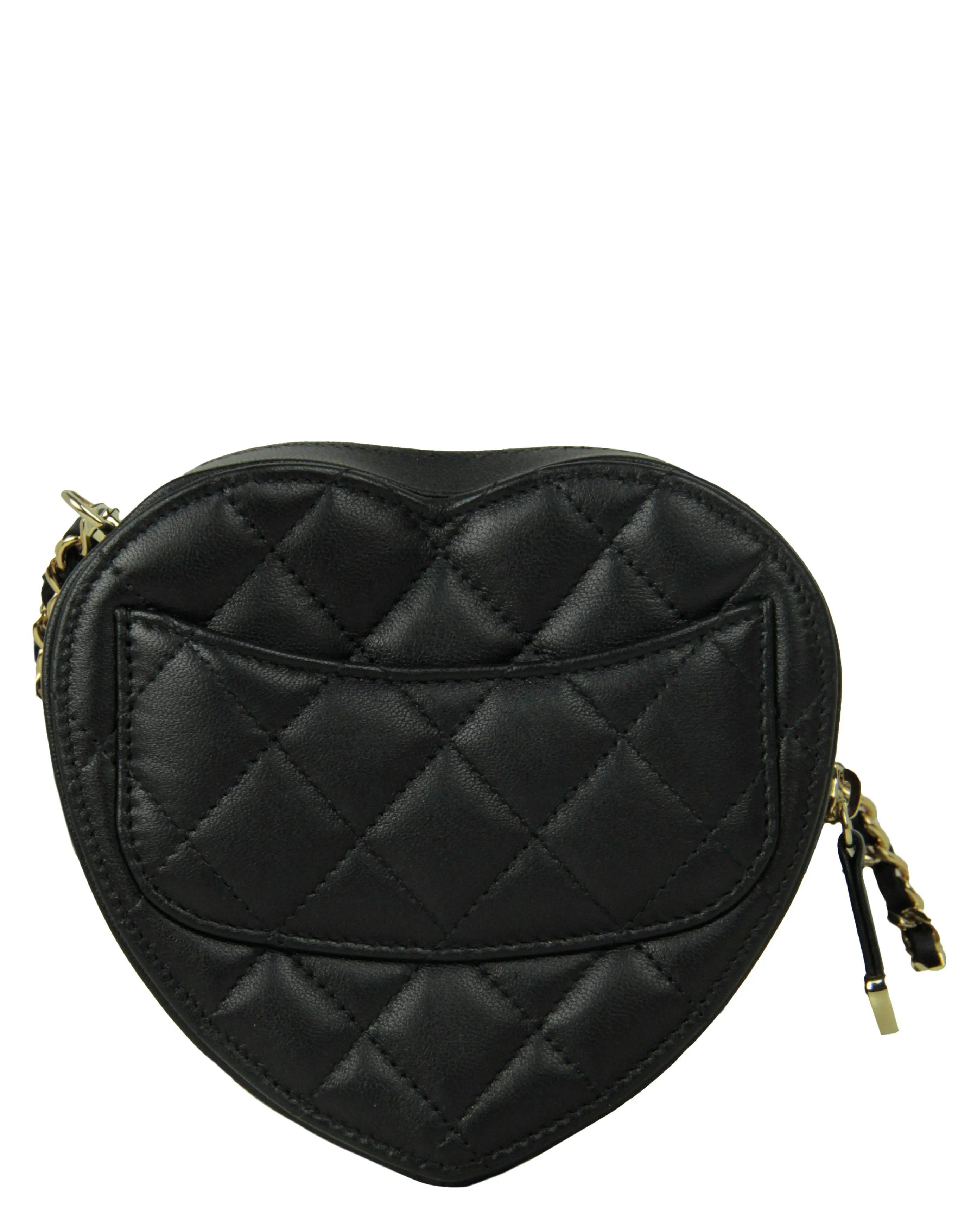 Chanel Black Lambskin Quilted CC In Love Heart Clutch Bag With Chain