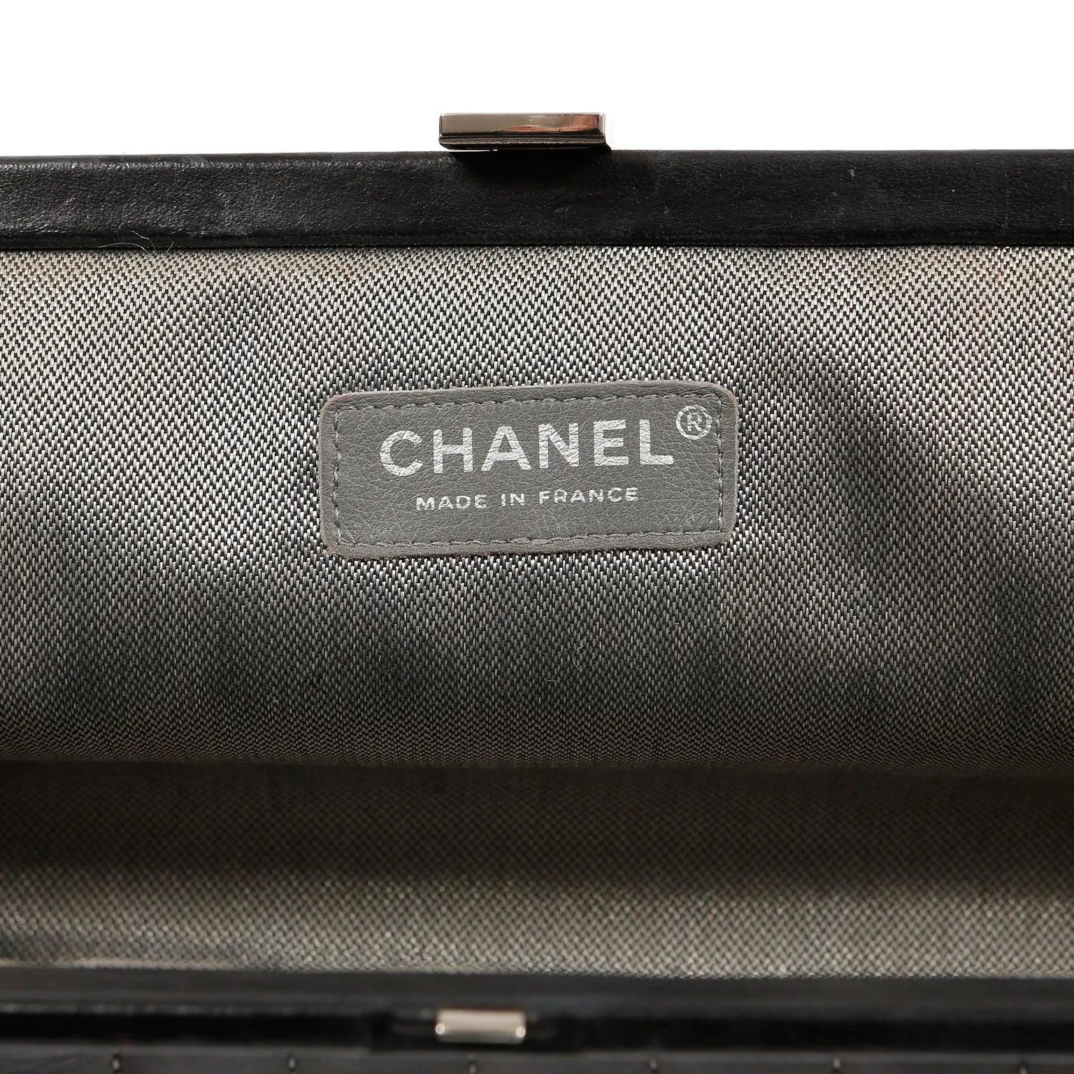 Chanel Black Lambskin Vertical Stitch Clutch