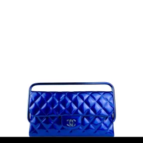 Chanel Classic Flap Patent Blue Frame Clutch