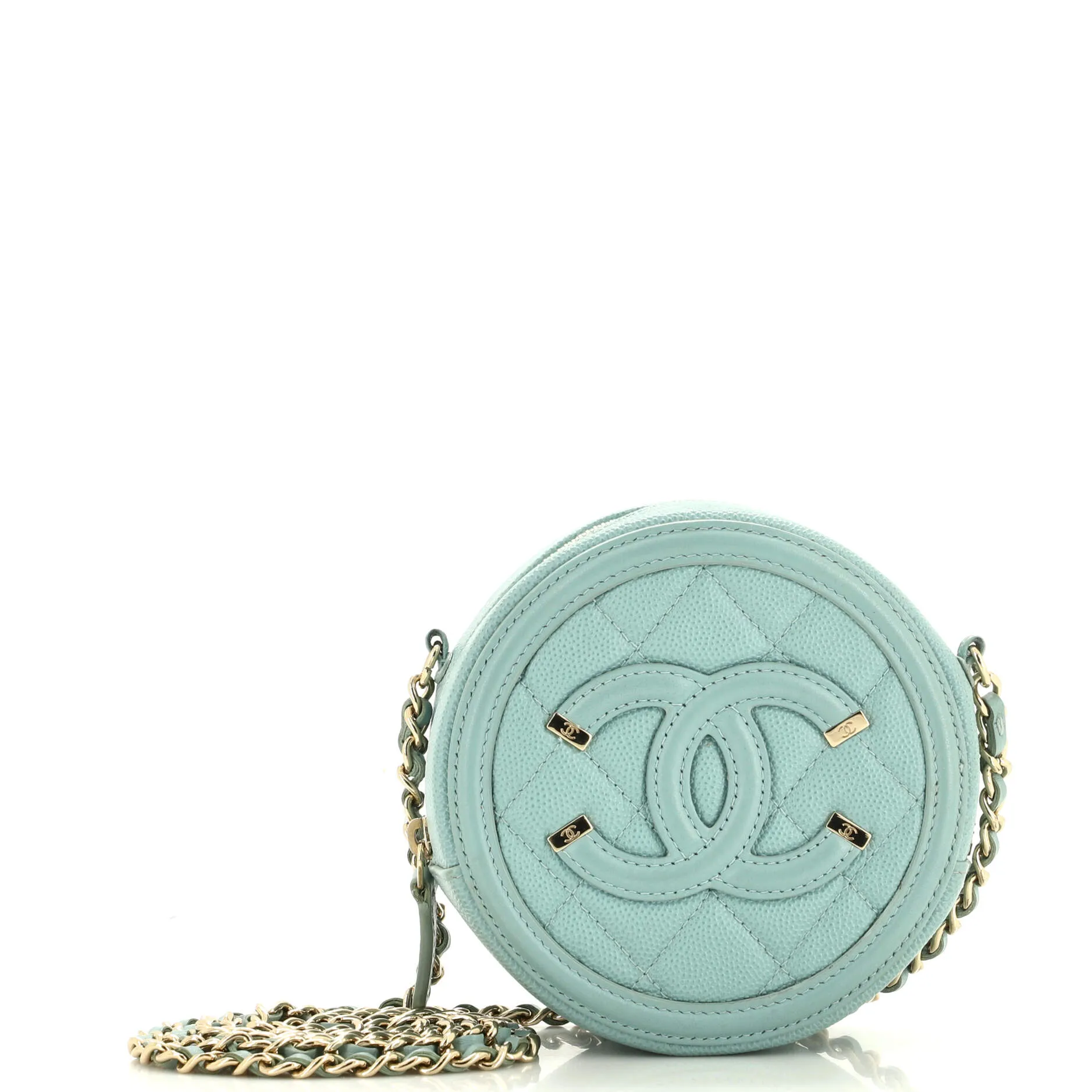 Chanel Filigree Round Clutch With Chain