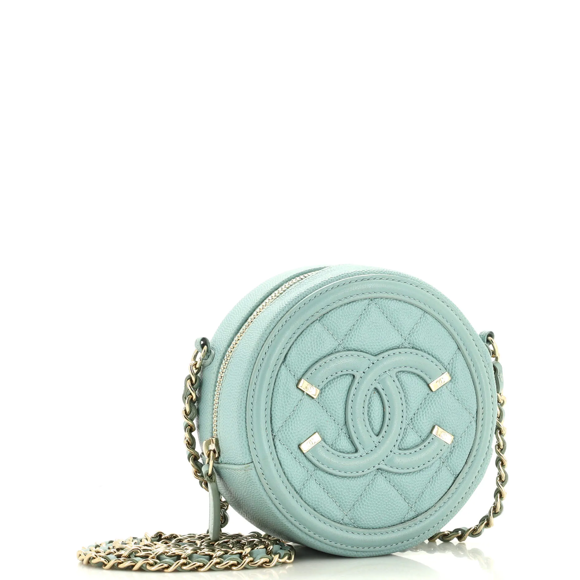 Chanel Filigree Round Clutch With Chain