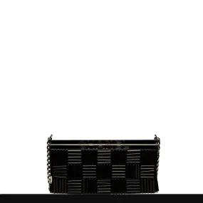 Chanel Vintage Black Nameplate Satin Clutch