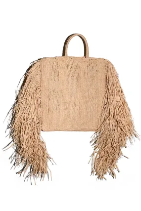 Draped Fringe Square Tote