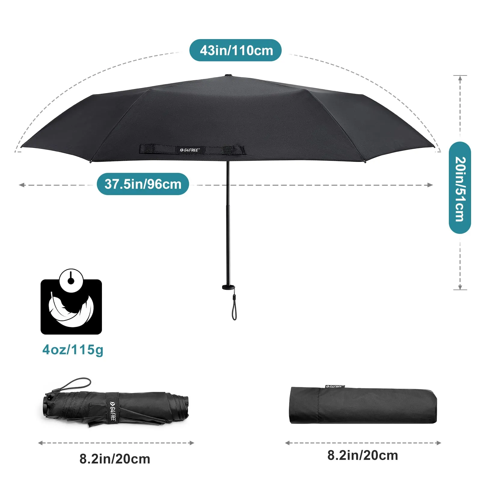 G4Free Travel Umbrella Compact Ultralight Carbon Fiber Super Slim Small Mini UV Sun Umbrellas