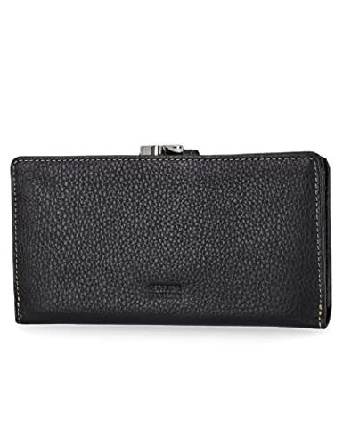 Genuine Leather Wallets For Women- Embossed Accordion Clutch RFID Wallet With ID Window