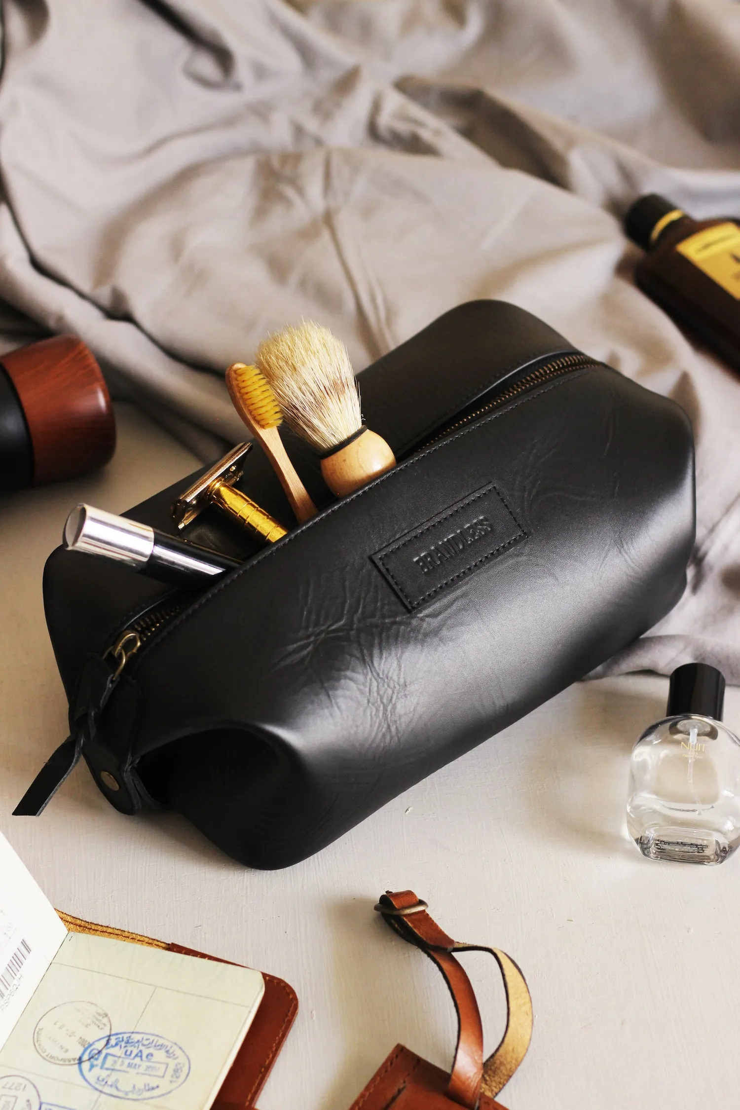 Leather Dopp Kit - Brown