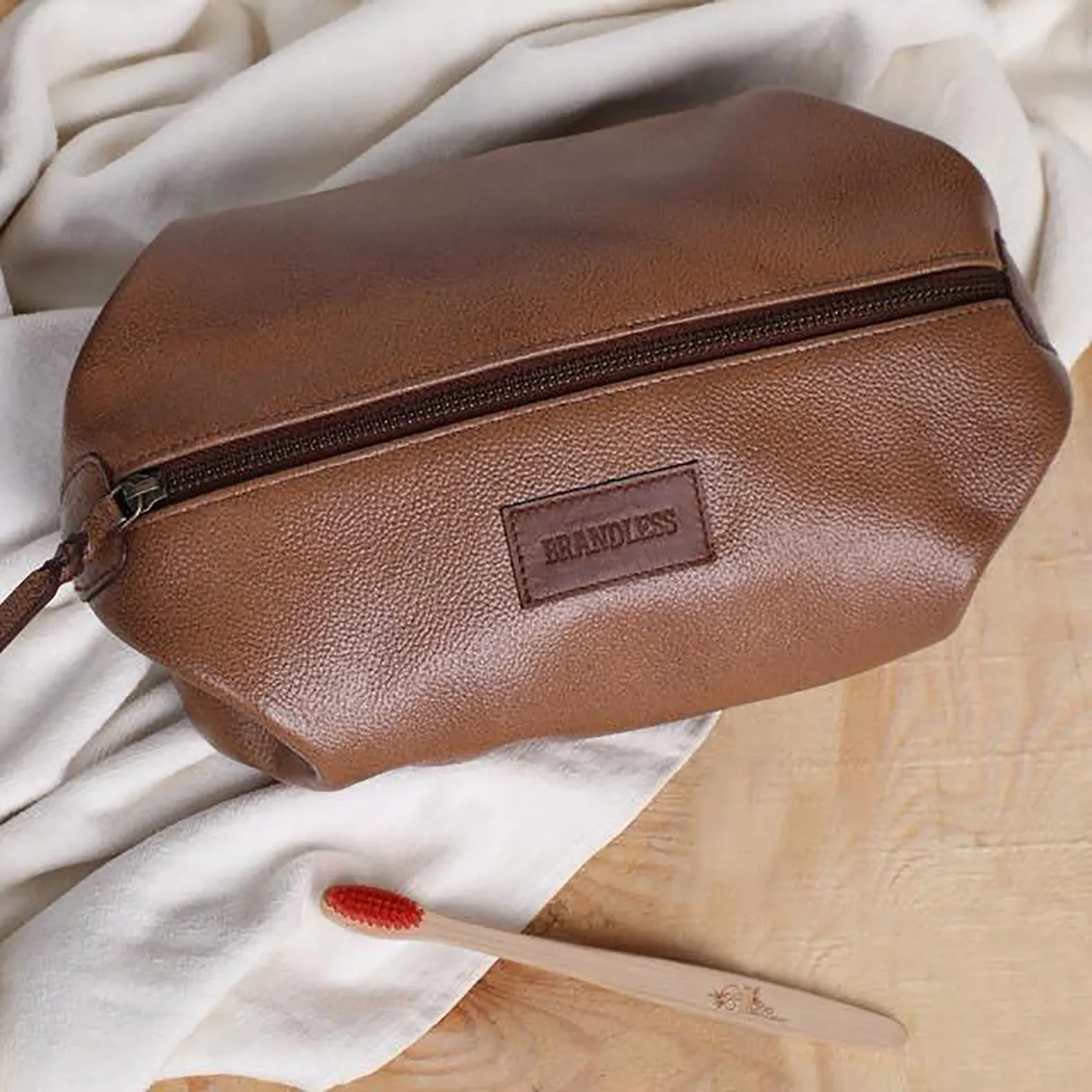 Leather Dopp Kit - Brown