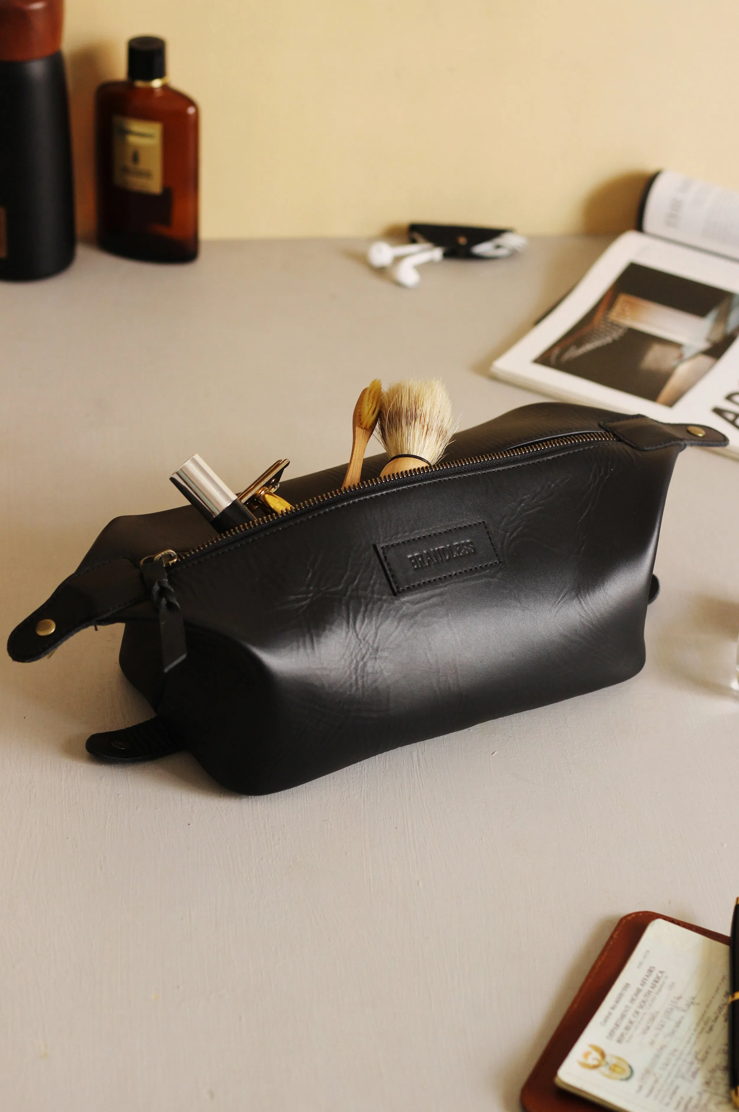 Leather Dopp Kit - Brown