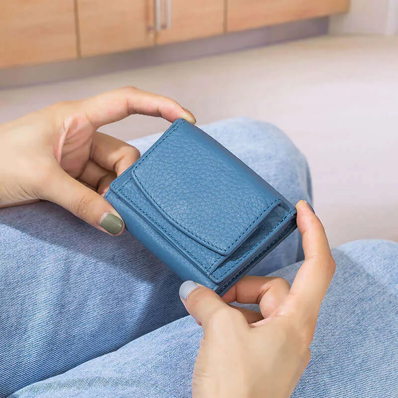 Leather RFID Mini Wallet With Coin Pocket