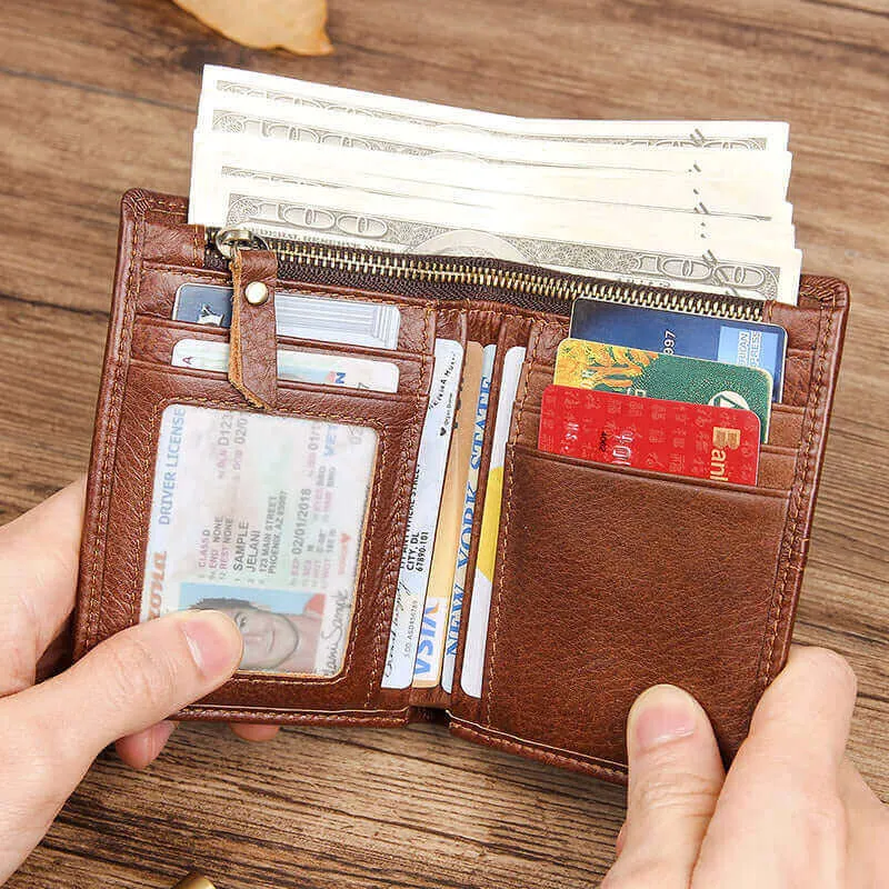 Men's Genuine Leather RFID Wallet NZ