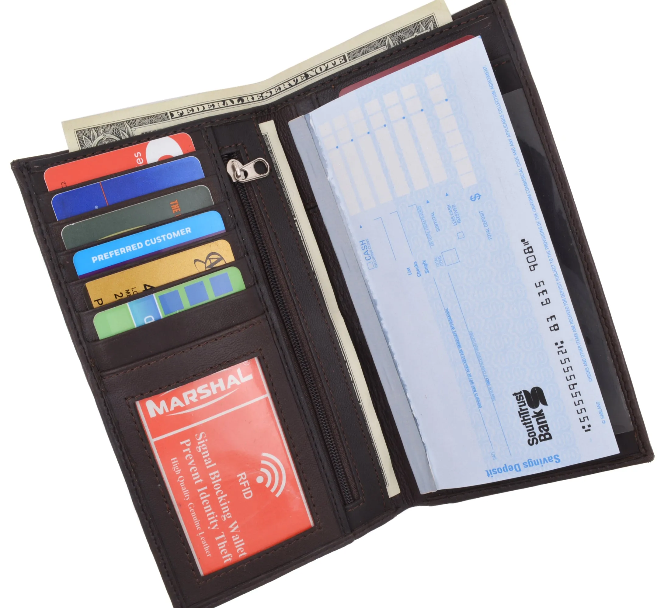 New Leather Checkbook Cover Card Holder Wallet W/ ID Window Unisex RFID Blocking