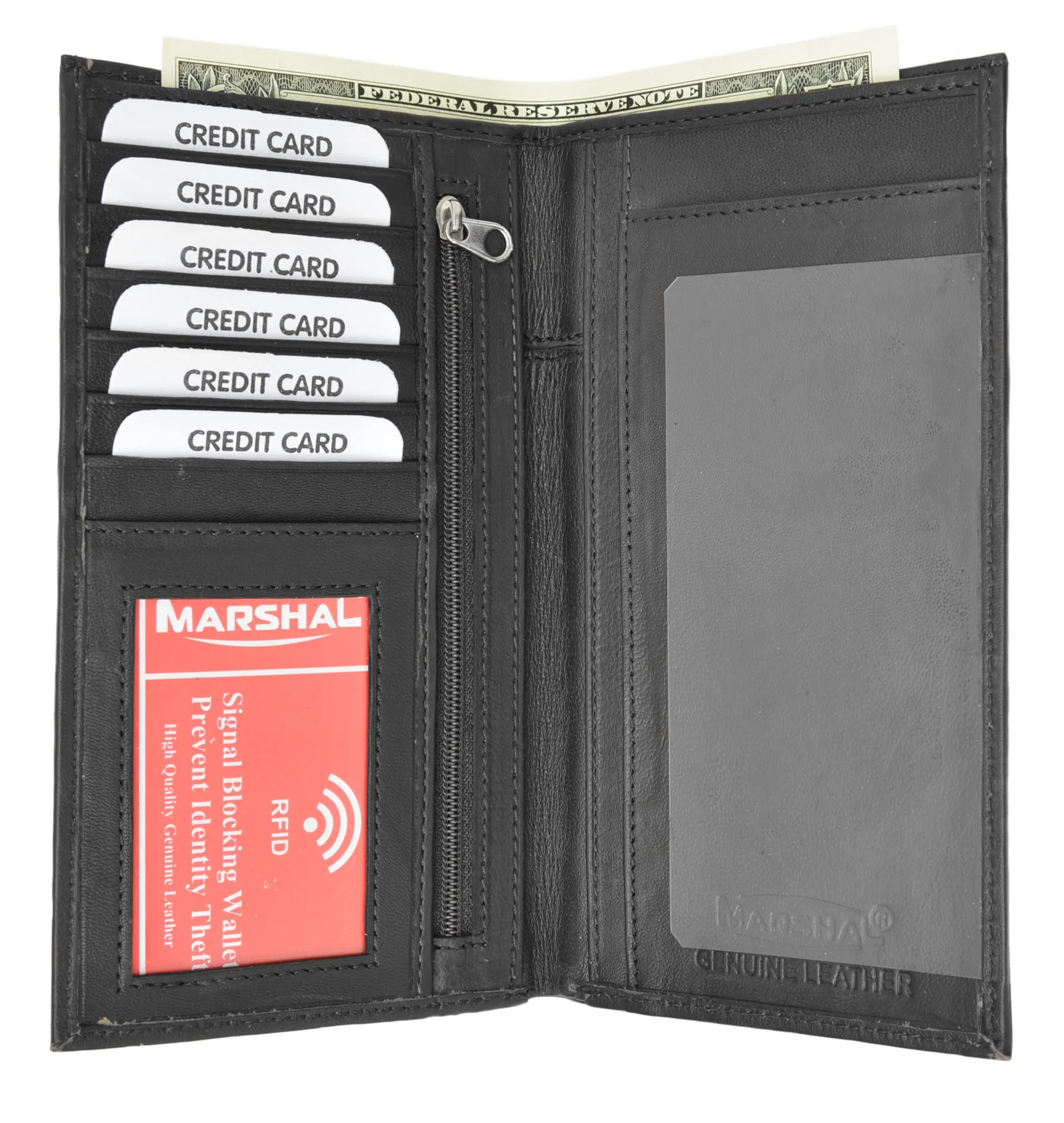 New Leather Checkbook Cover Card Holder Wallet W/ ID Window Unisex RFID Blocking