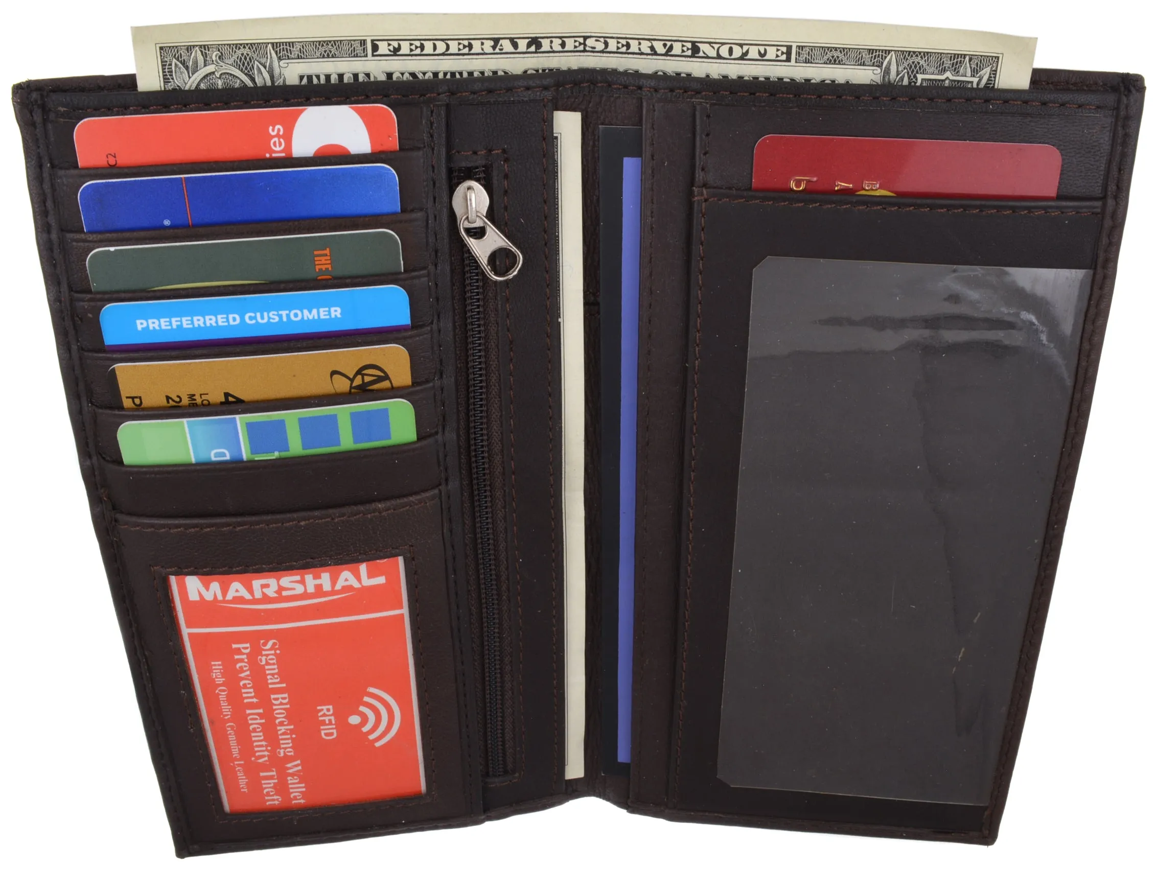 New Leather Checkbook Cover Card Holder Wallet W/ ID Window Unisex RFID Blocking