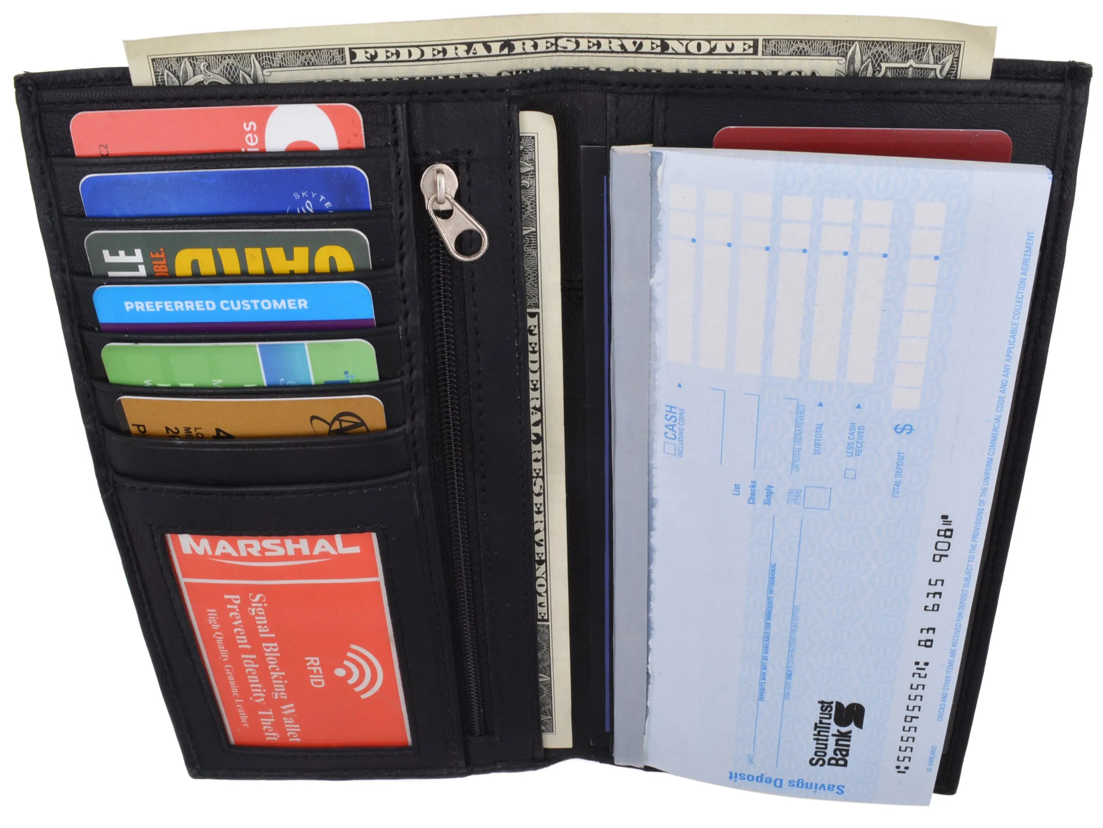 New Leather Checkbook Cover Card Holder Wallet W/ ID Window Unisex RFID Blocking