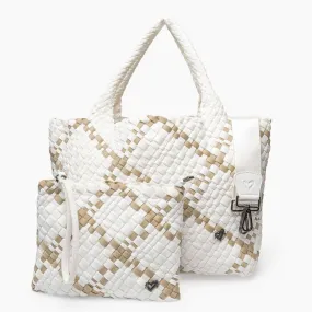 PRE London Woven Large Tote - White & Tan