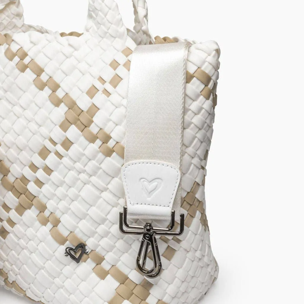 PRE London Woven Large Tote - White & Tan