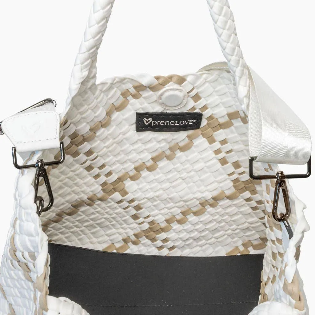 PRE London Woven Large Tote - White & Tan