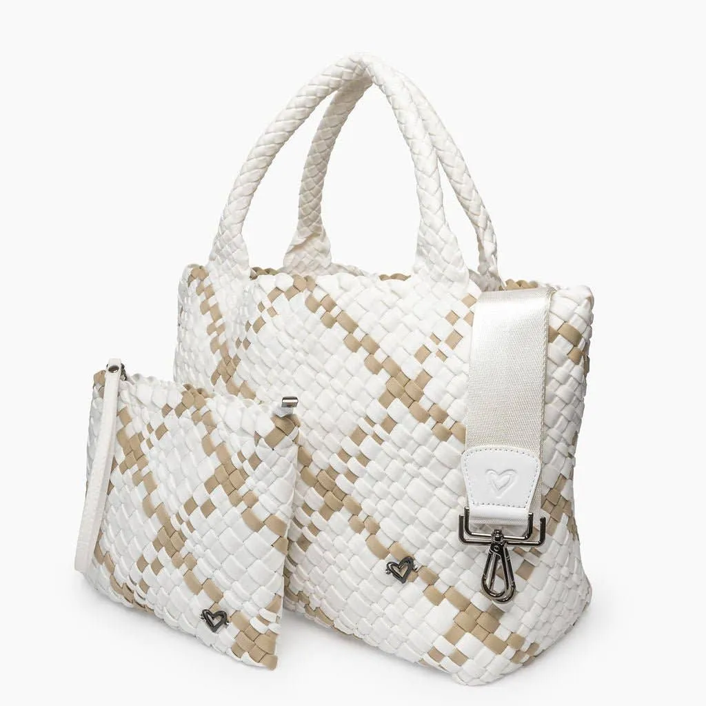 PRE London Woven Large Tote - White & Tan