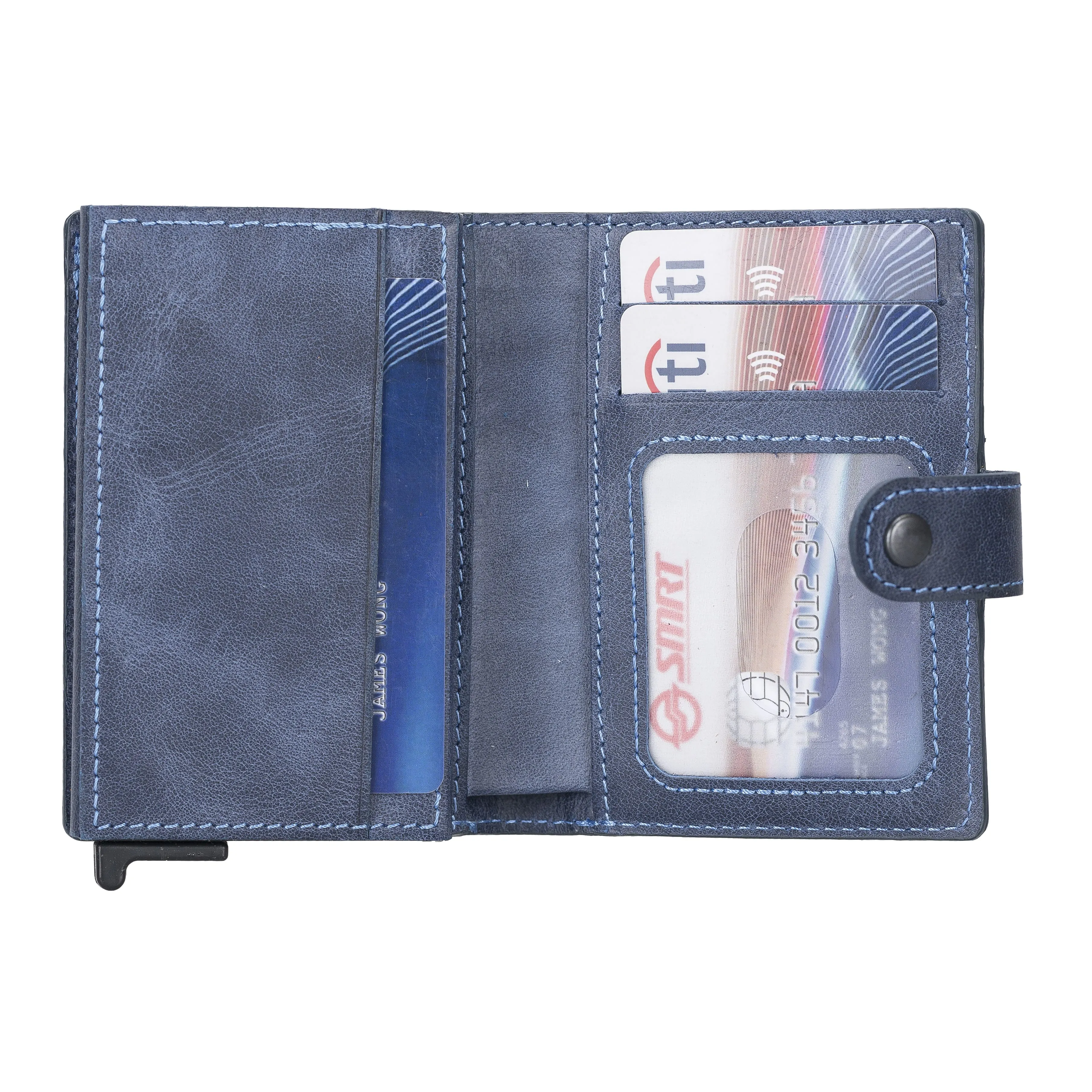 Premium RFID Blocking Leather Pop-Up AirTag Card Holder and Wallet