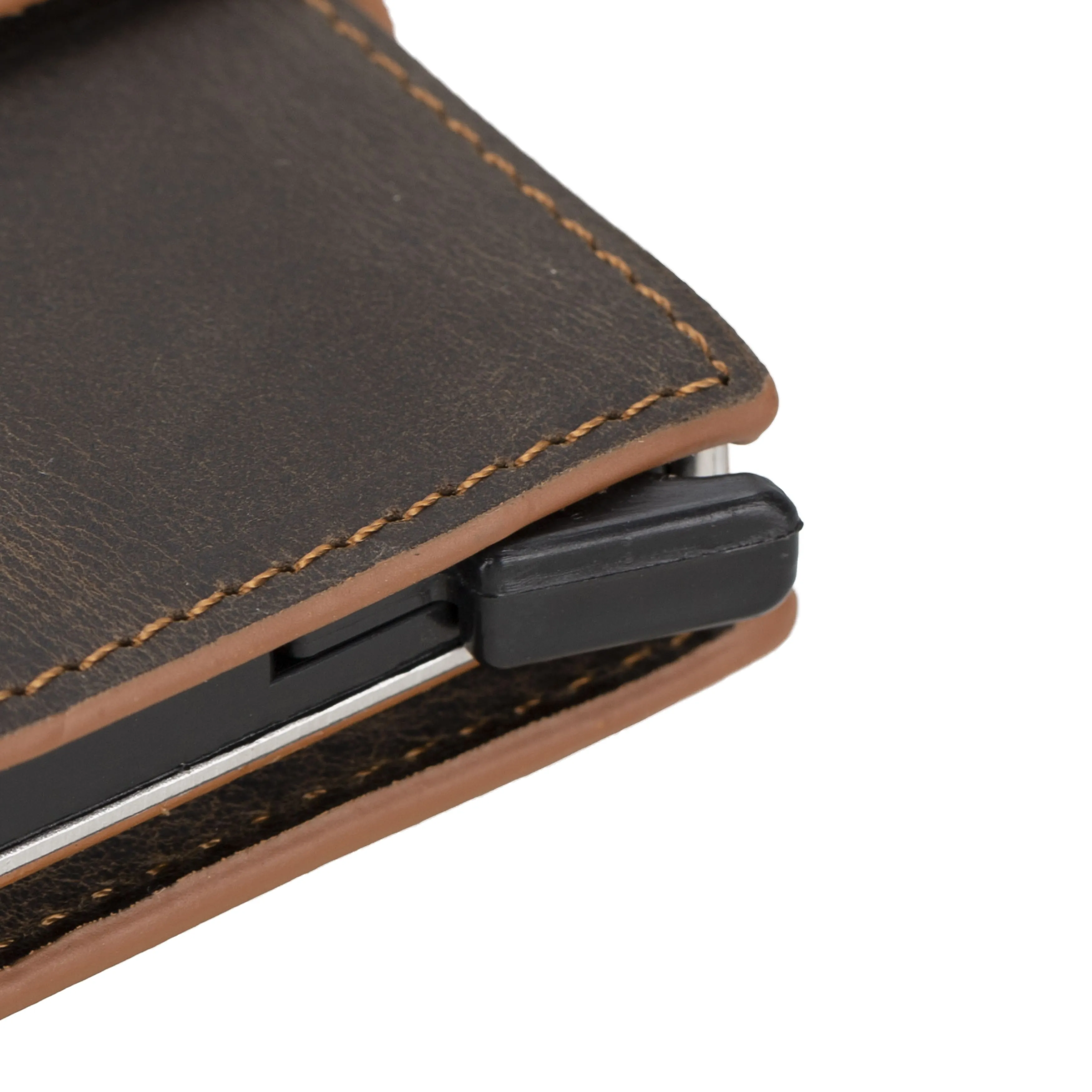 Premium RFID Blocking Leather Pop-Up AirTag Card Holder and Wallet