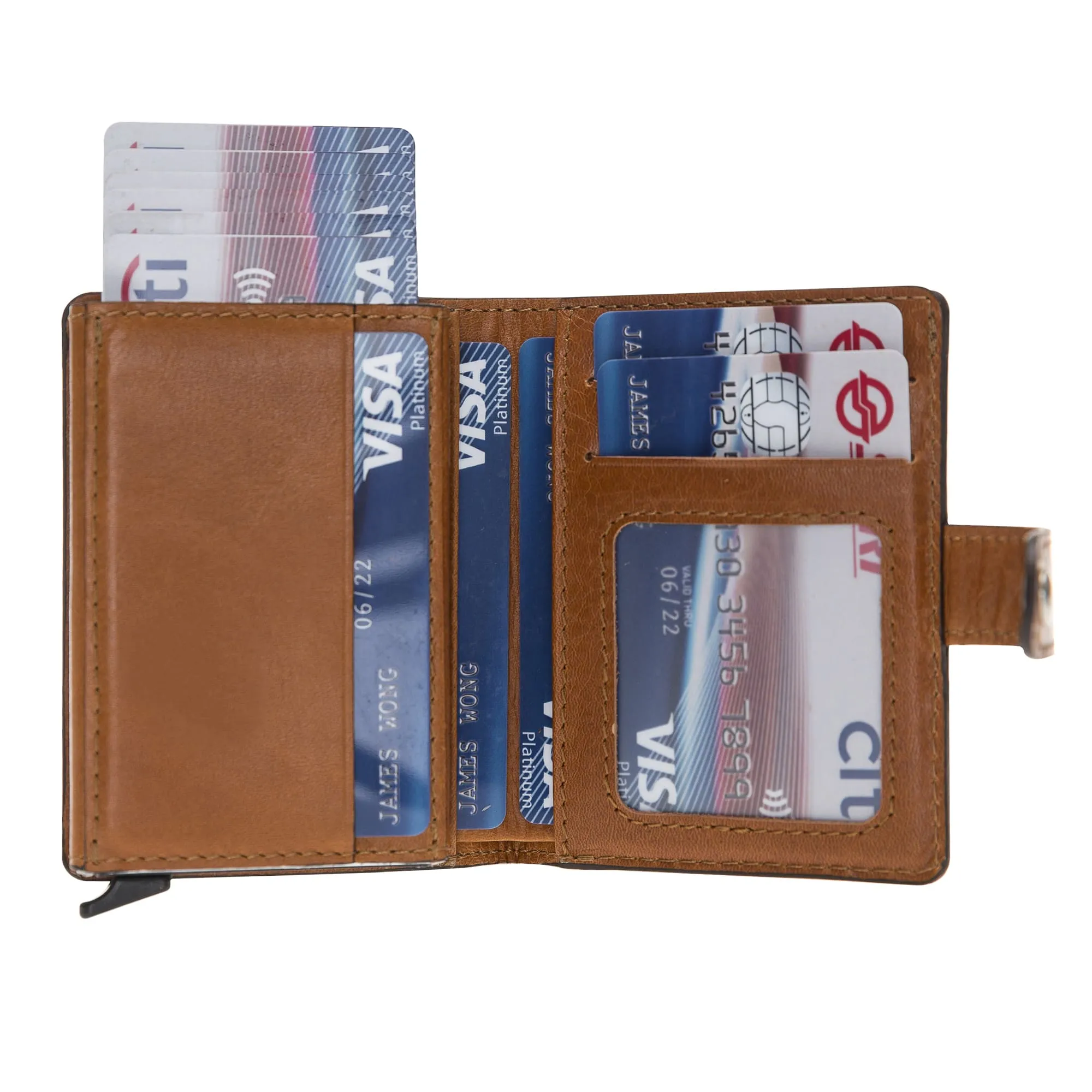 Premium RFID Blocking Leather Pop-Up AirTag Card Holder and Wallet