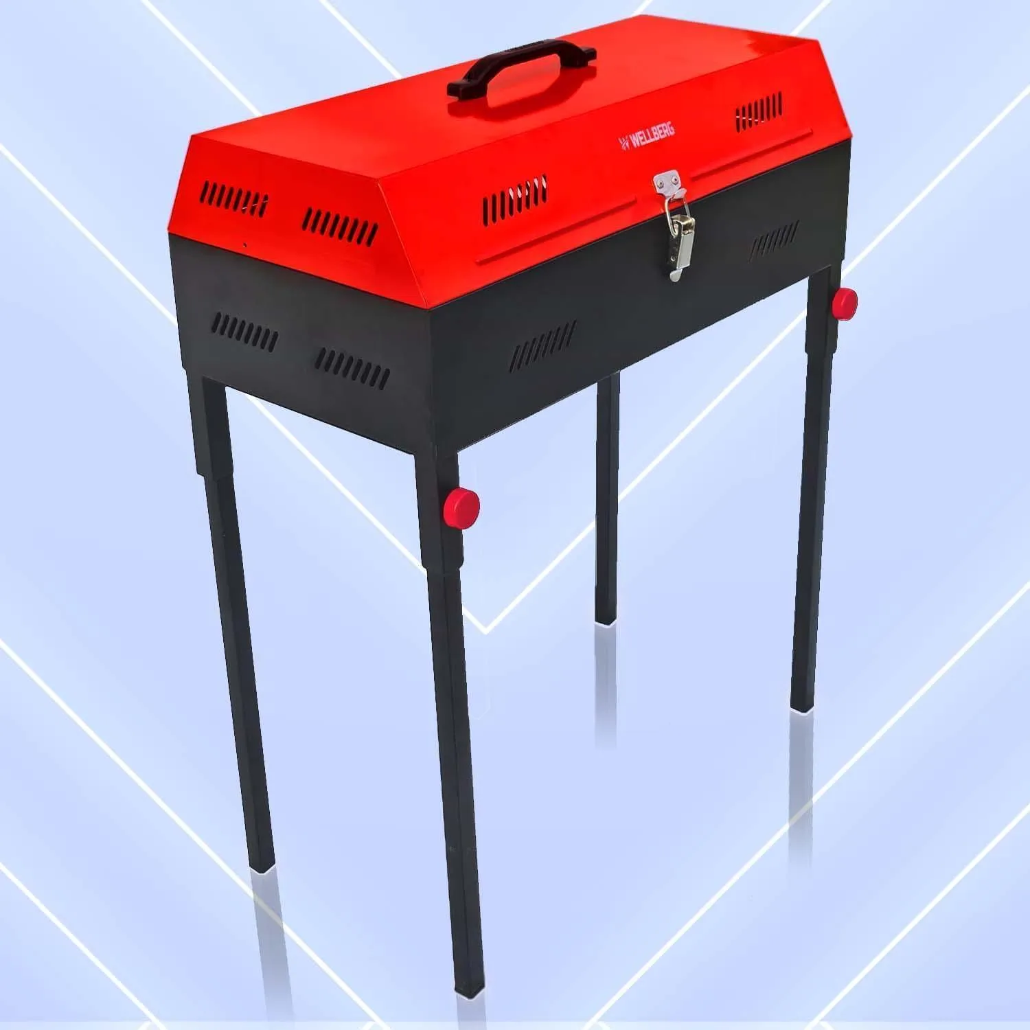 Premium Xl Charcoal Barbeque Grill With Lid ( Red )