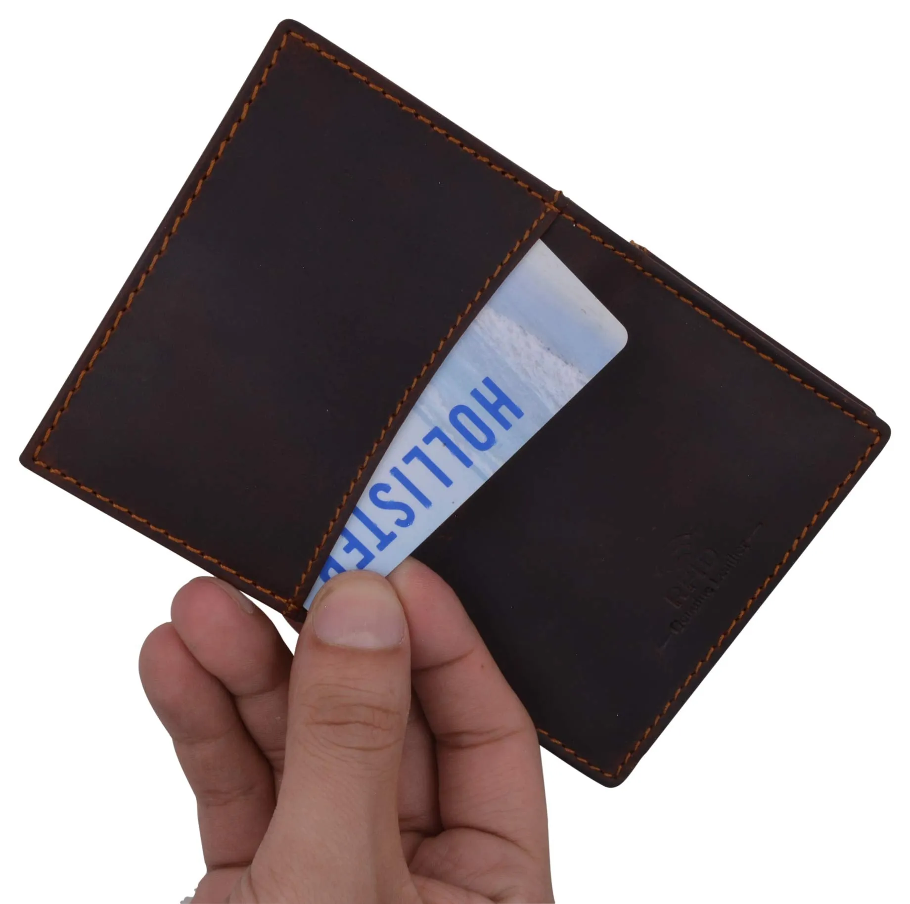 RFID Premium Vintage Leather Men's Expandable Credit Card ID Holder Wallet