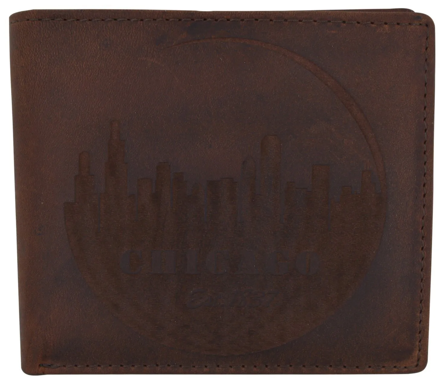 RFID Rustic Men Wallet-Chicago Design Craft Stamp