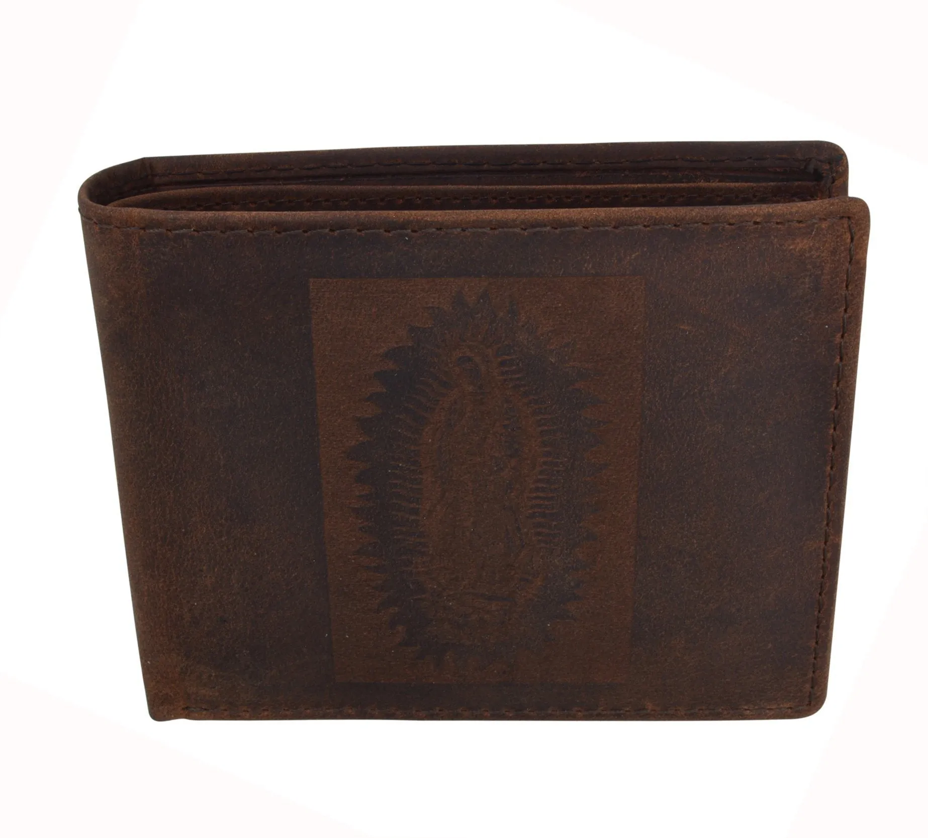 RFID Rustic Men Wallet-Guadalupe Virgin Design Craft Stamp